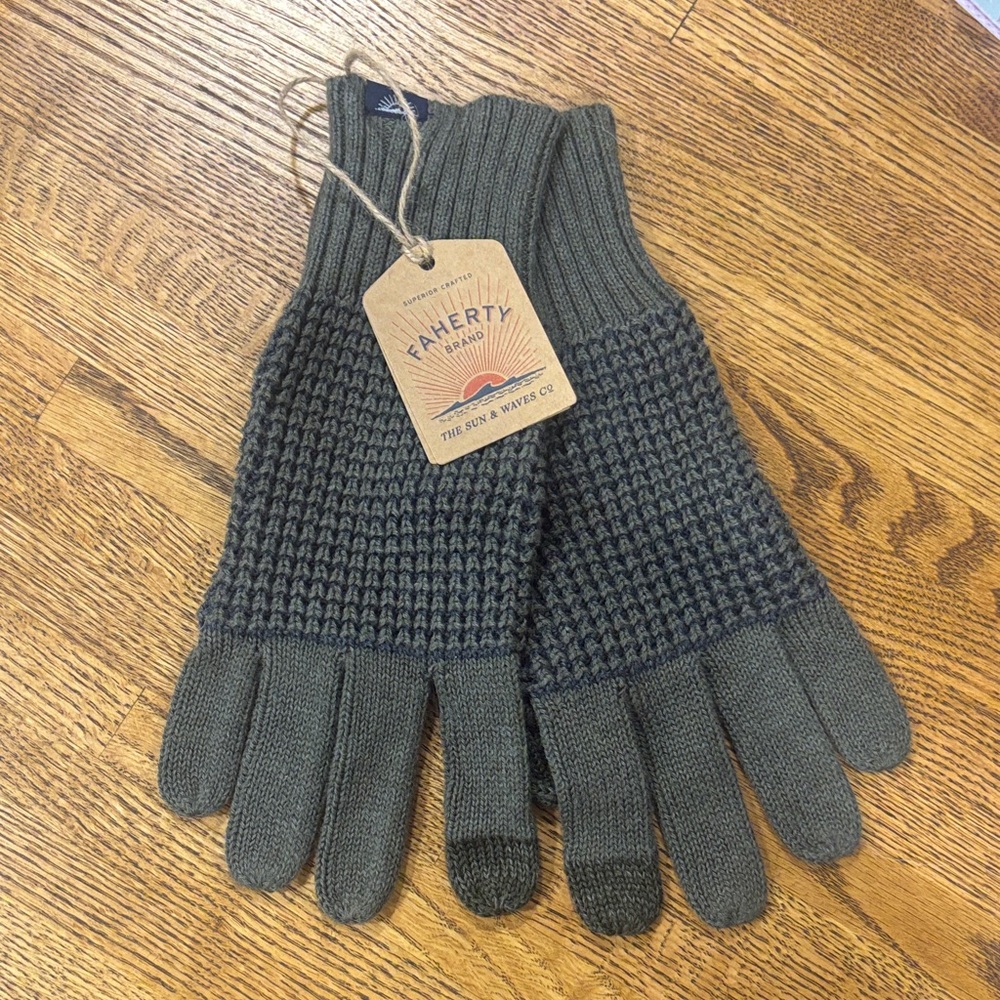 Faherty Men's Waffle Knit Gloves - Forest